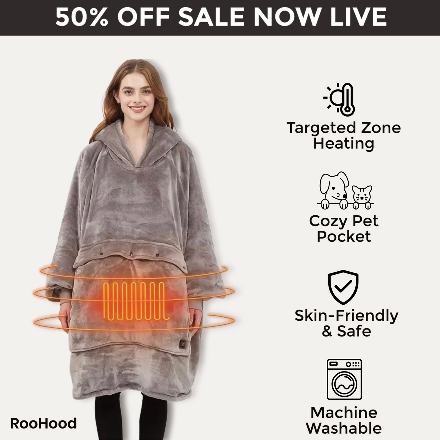 RooHood™ - Heated Hoodie  Pet & Snack Pouch